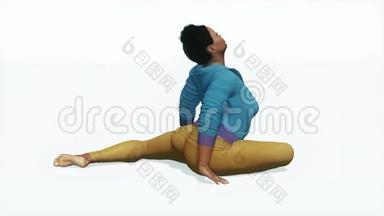此外，大小非洲妇女容易鸽子姿势瑜伽4K